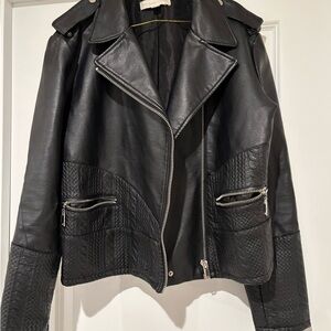 New York & Company Black Leather Biker Jacket